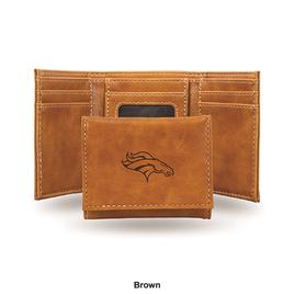 Mens NFL Denver Broncos Faux Leather Trifold Wallet