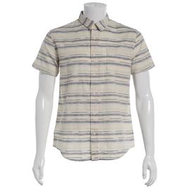 Mens Visitor Textured Cotton Woven Button Down Shirt -Black/White