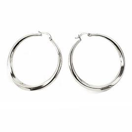 Adrienne Vittadini Silver Sculpted Hoop Earrings