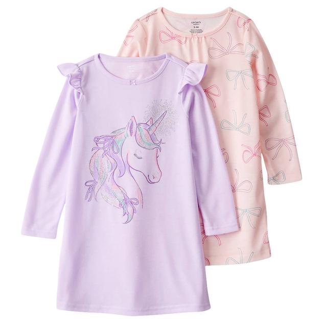 Girls Carter's® 2pk. Long Sleeve Unicorn & Bow Nightgowns