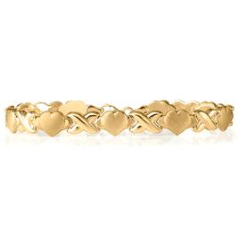 Yellow Gold Plated Hearts & Kisses Stampato Link Bracelet