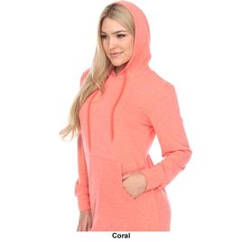 Womens White Mark Long Sleeve Solid Hoodie Sweatshirt Dress