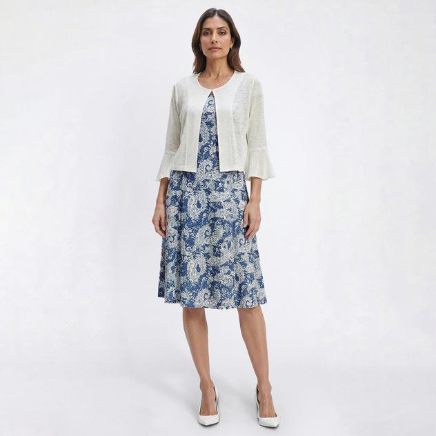 Womens Perceptions Flounce Sleeve Paisley Jacket Dress