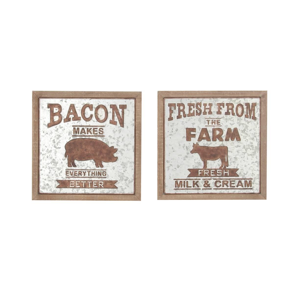 9th & Pike® Framed Cow and Pig Farmhouse Wall Signs - Set of 2