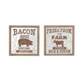 9th & Pike® Framed Cow and Pig Farmhouse Wall Signs - Set of 2