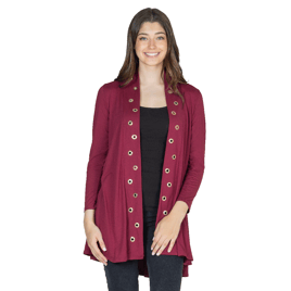 Womens 24/7 Comfort Apparel Mid Thigh Open Front Cardigan