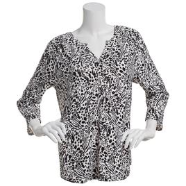 Womens Emily Daniels 3/4 Sleeve Jacquard Split Neck Blouse