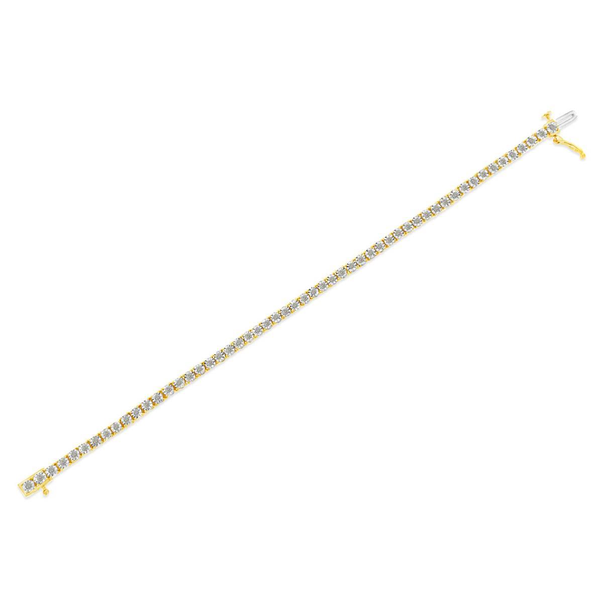Haus of Brilliance Yellow Gold over Silver Tennis Bracelet