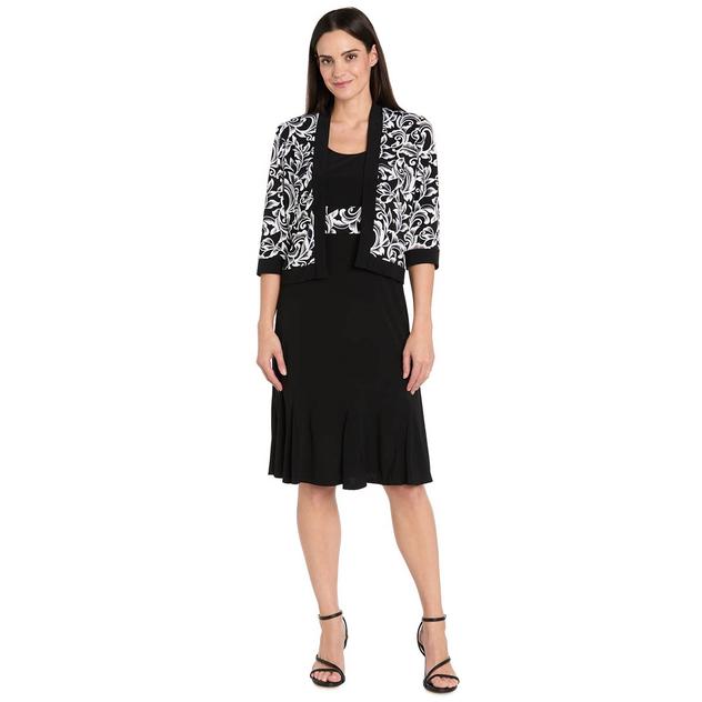 Womens R&M Richards 3/4 Sleeve Pleat Hem Jacket Dress