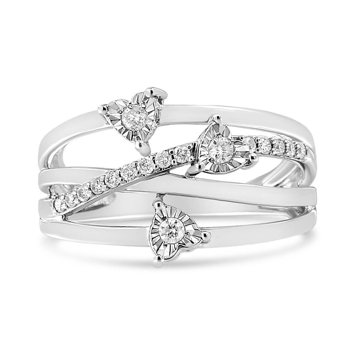 Haus of Brilliance 1/5 ctw. Diamond Heart Cross-Over Bypass Ring
