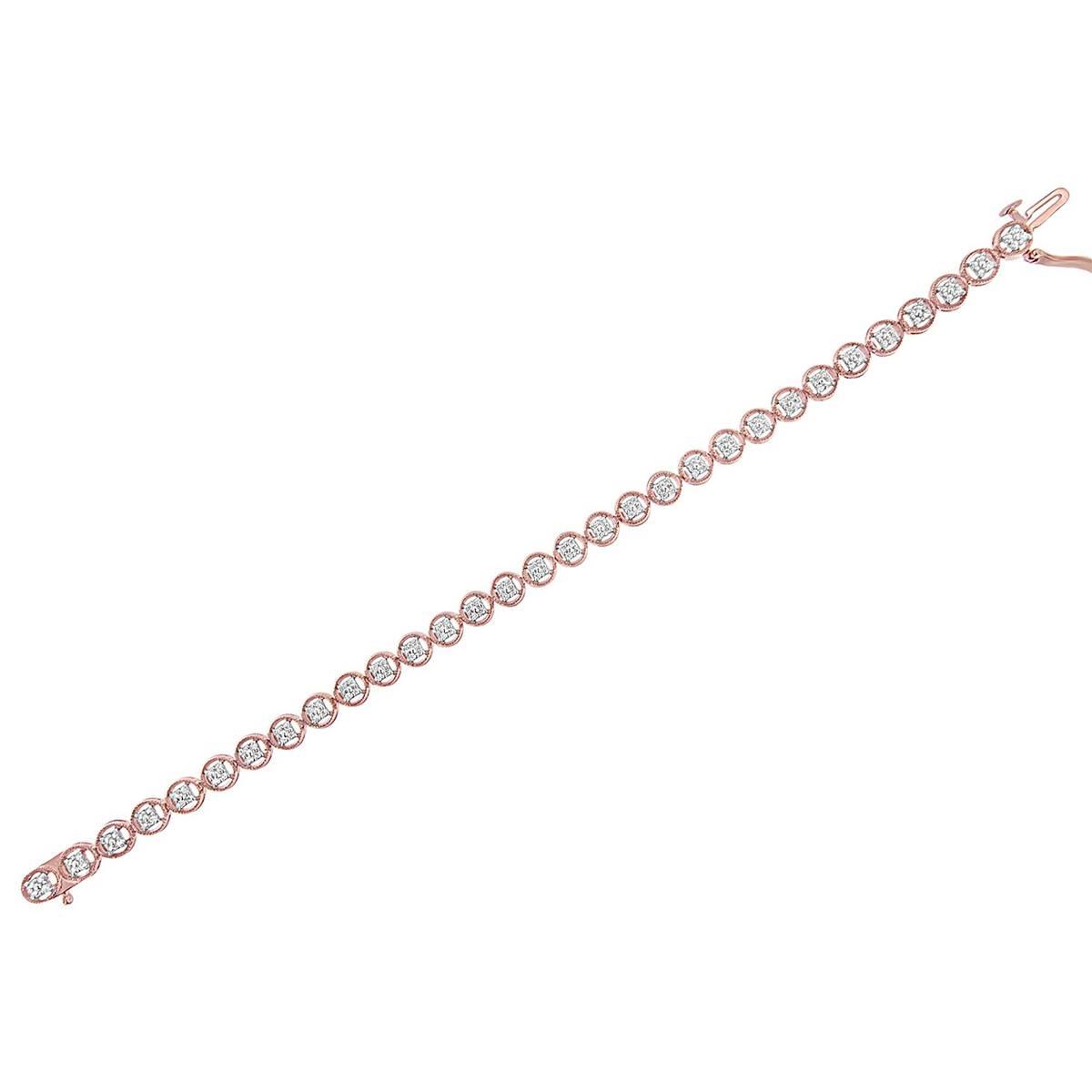 Haus of Brilliance Rose Gold over Silver Diamond Tennis Bracelet