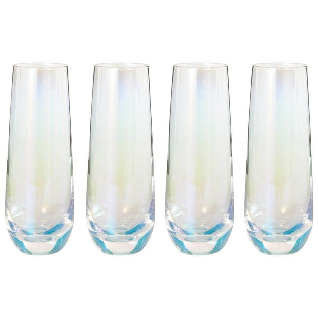 Radiance White Pearl 10.5oz. Stemless Flutes - Set of 4