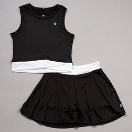 Girls (7-12) RBX 2pc. Crossover Tank & Skort Set - Black/White