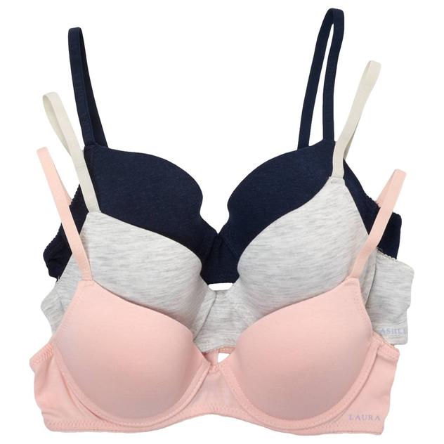 Womens Laura Ashley® 3pk.Cotton Push Up Bras w/Logo LS1272-3PKP