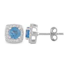 Nova Star® Silver Sterling Lab Diamond Gemstone Stud Earrings
