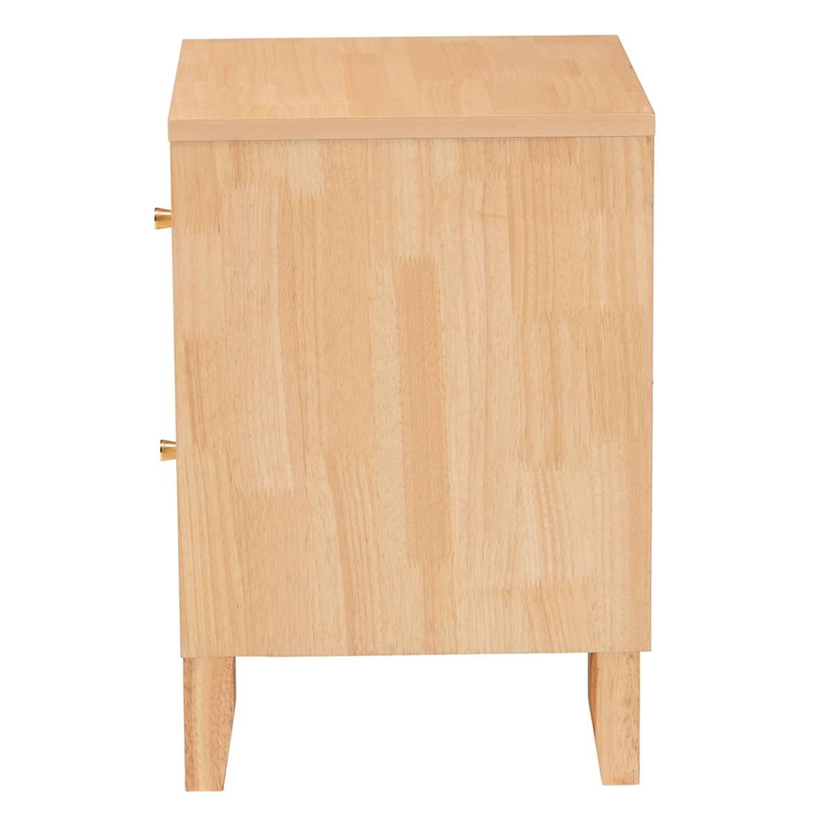 Baxton Studio Hosea Japandi Carved Honeycomb 2-Drawer Nightstand