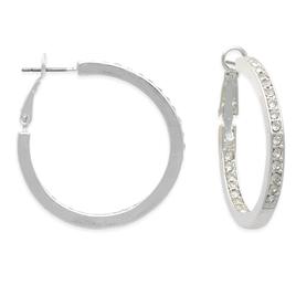 Freedom Nickel-Free Silver-Tone In & Out Crystal Hoop Earrings