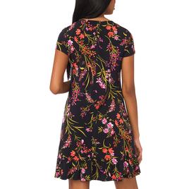 Womens MSK Short Sleeve Floral Vine Ruffle Hem A-Line Dress
