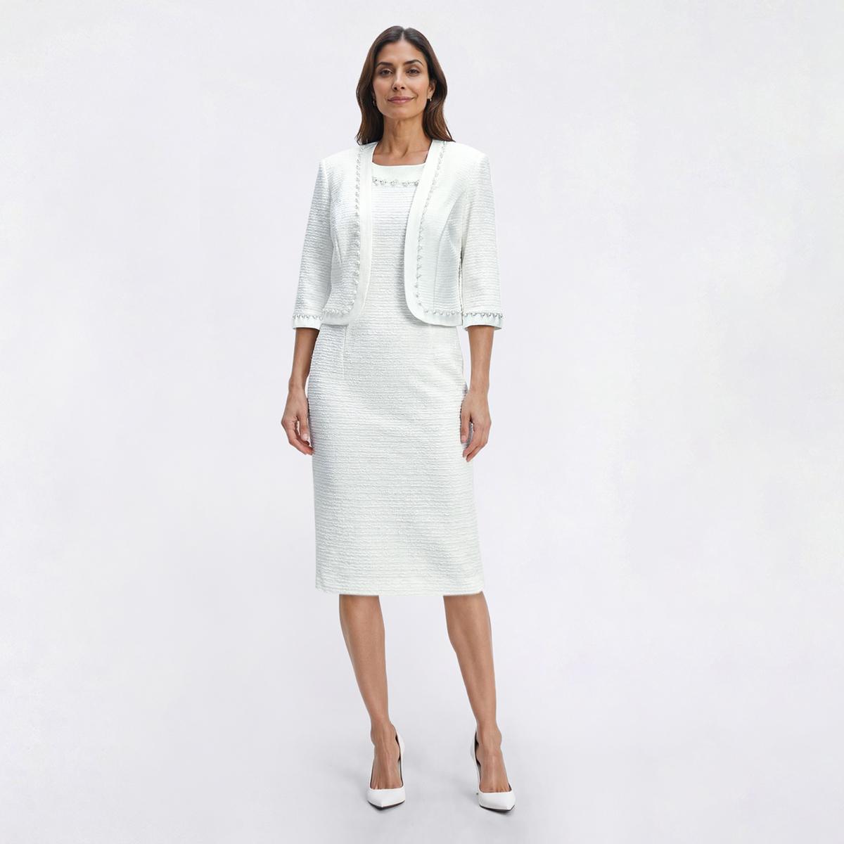 Womens Maya Brooke Pearl Trim Jacket Dress