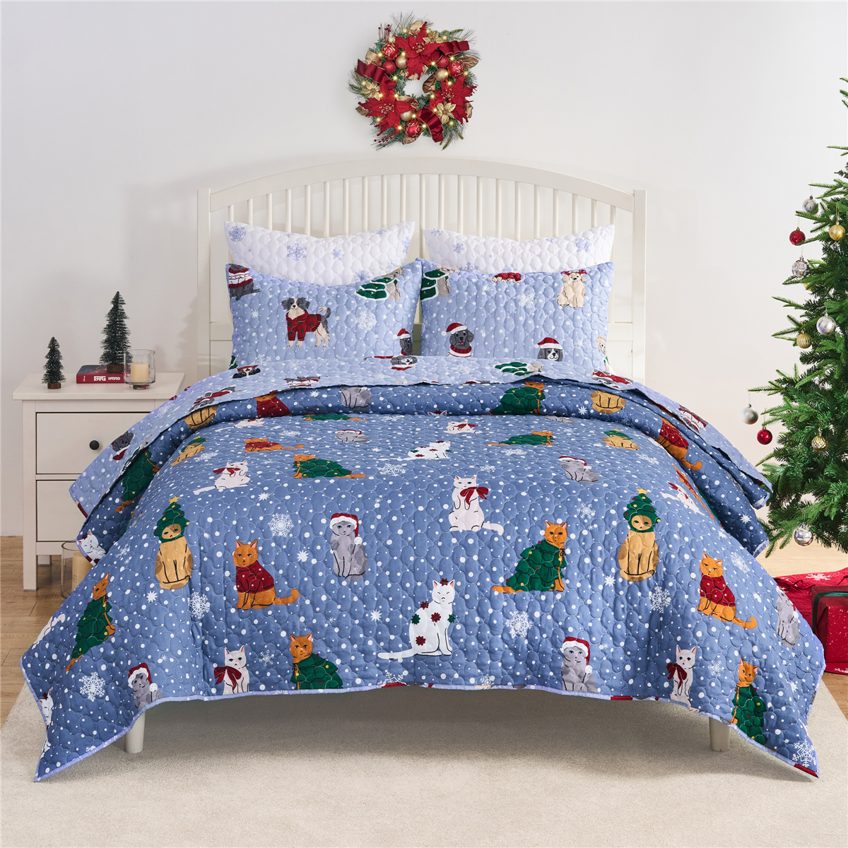 Greenland Home Fashions(tm) Winter Whiskers Festive Pets Quilt Set