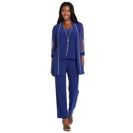 Petite R&M Richards 2pc. 3/4 Sheer Sleeve Rhinestone Pants Set