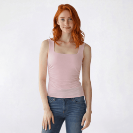Juniors Madden Girl Square Neck Side Ruch Split Hem Tank Top