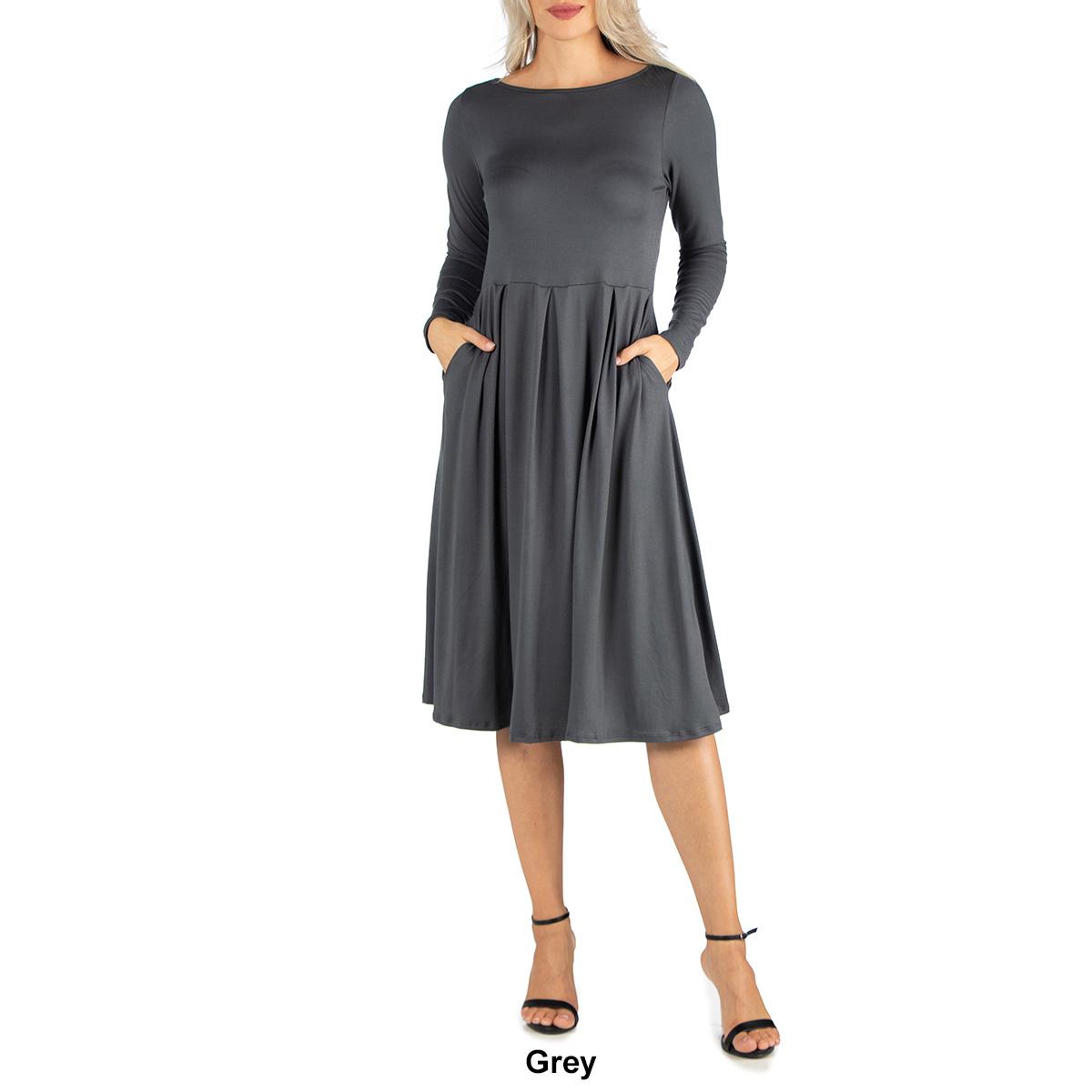 Womens 24/7 Comfort Apparel Fit &amp; Flare Pocket Dress