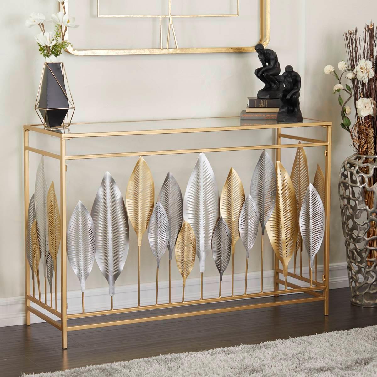 9th & Pike® Gold-Tone Metal Contemporary Console Table
