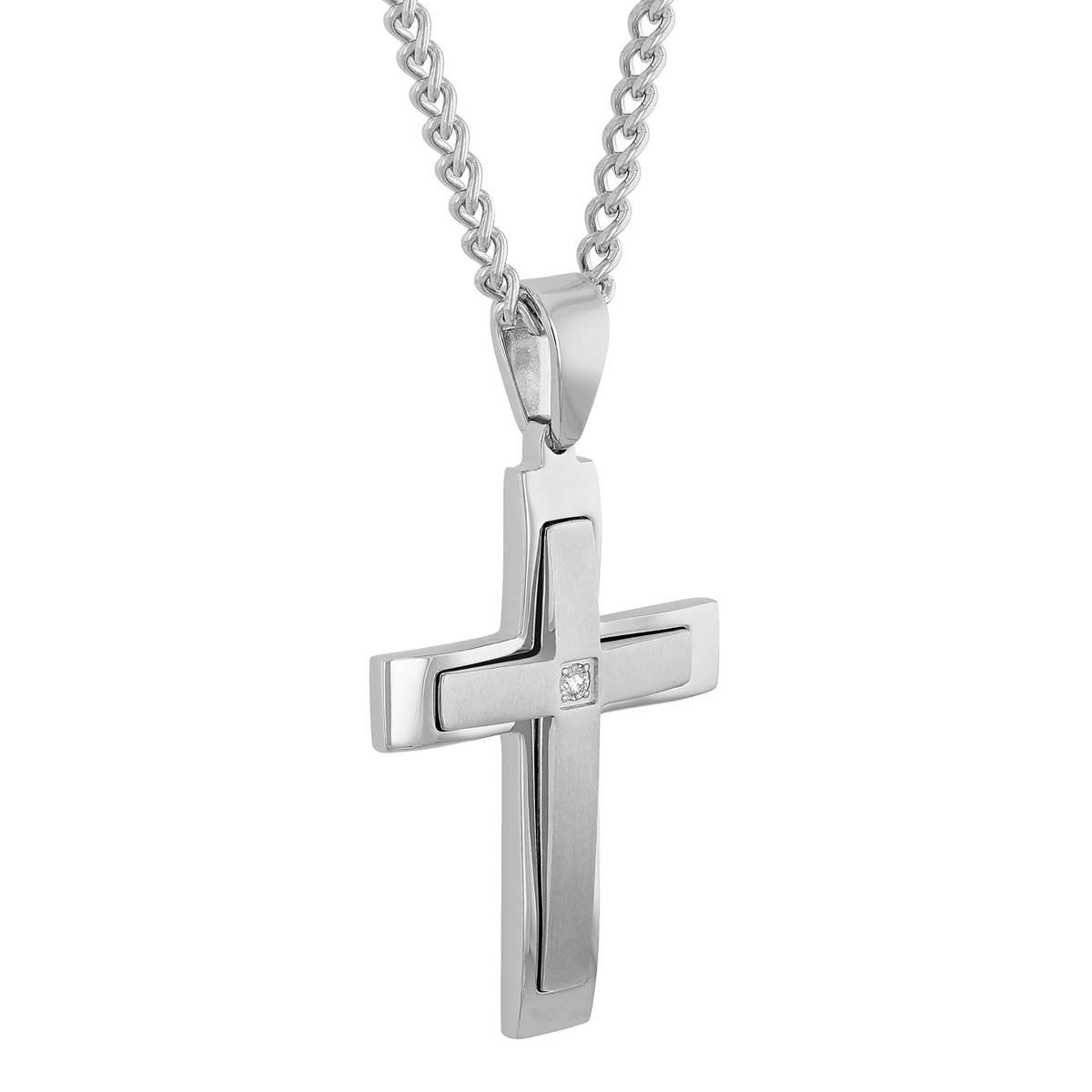 Mens Nova Star® Forged 1/20ctw. Lab Grown Diamond Cross Pendant