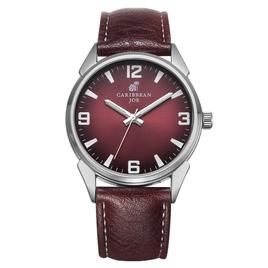 Mens Caribbean Joe Silver-Tone Burgundy Dial Watch - CJ7158SL
