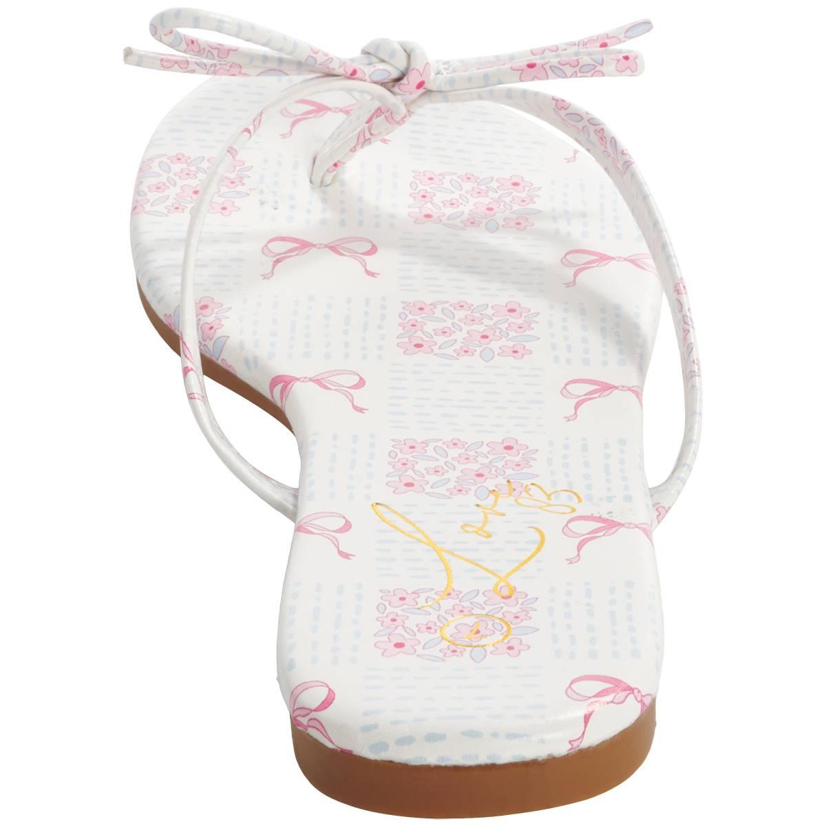 Womens Love 83 Bow and Floral Flip Flops