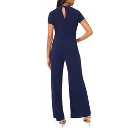 Womens MSK Short Sleeve Wrap Jumpsuit with Rhinestone Buckle