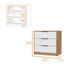 FM FURNITURE Washington White 3 Drawer Dresser