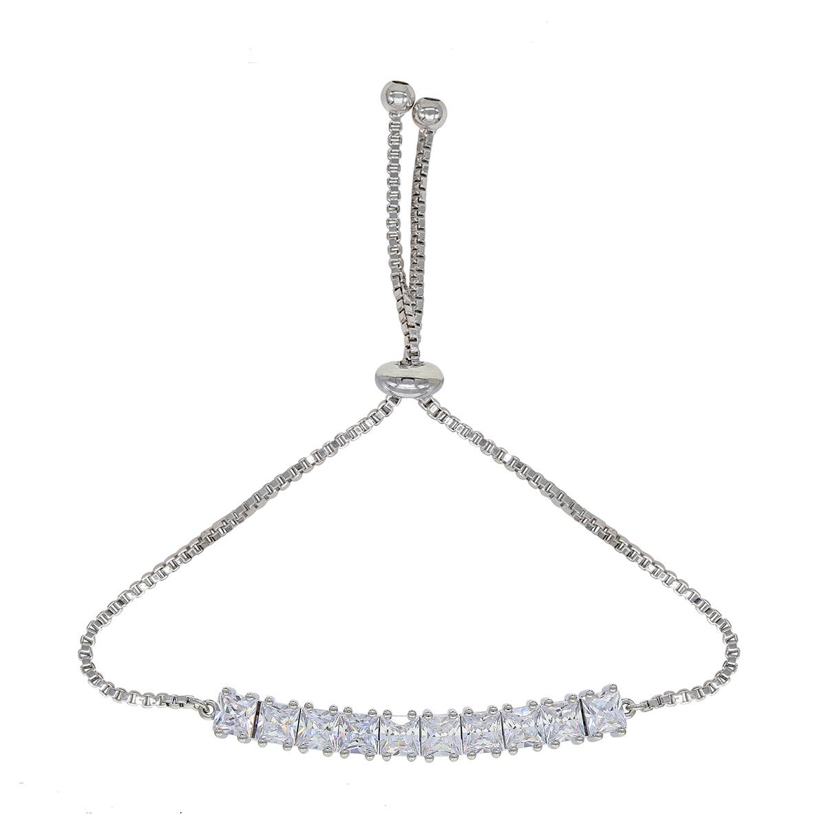 Cubic Zirconia Square Adjustable Bracelet