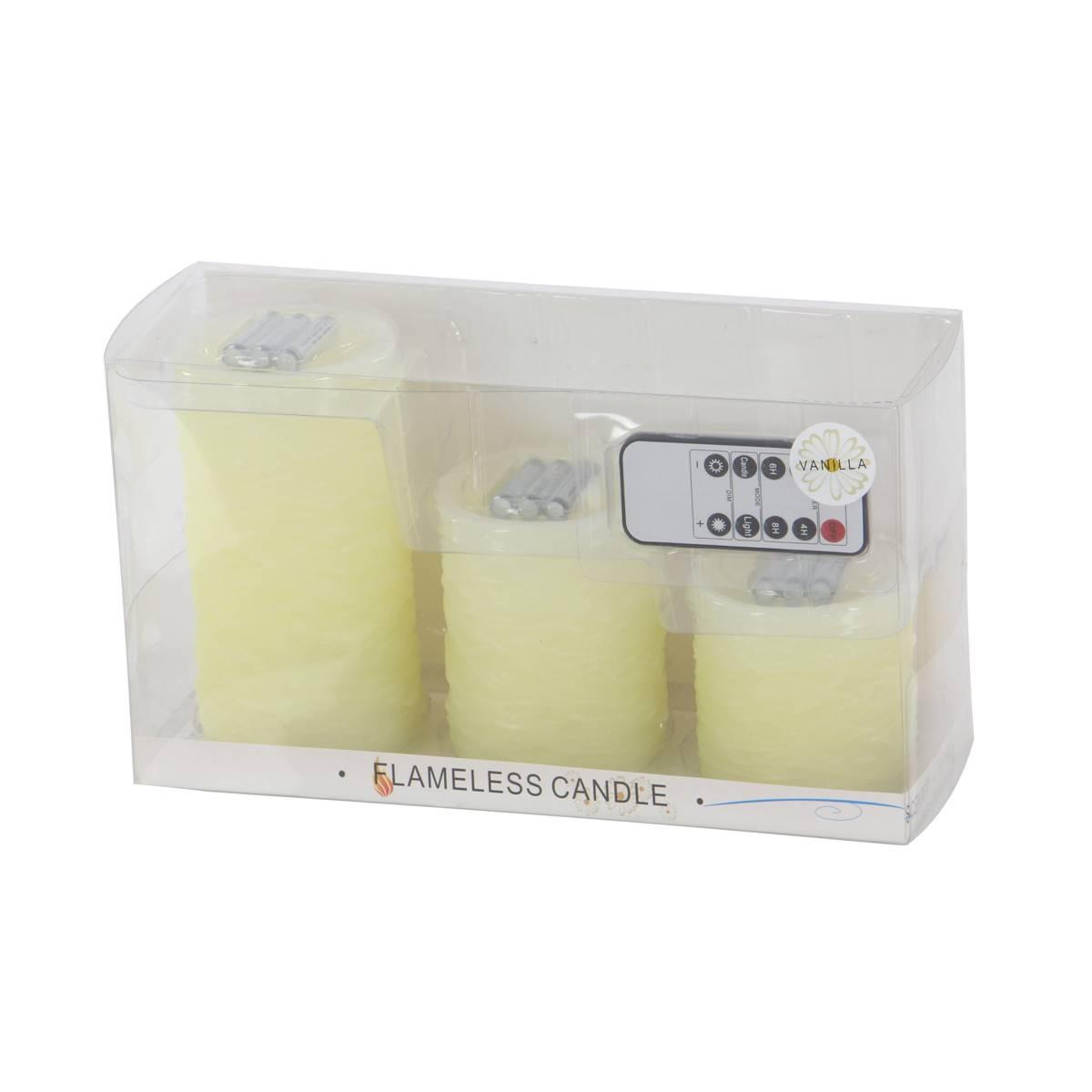 9th & Pike® Cylindrical Wax Cream Flameless LED Candle - Set Of 3