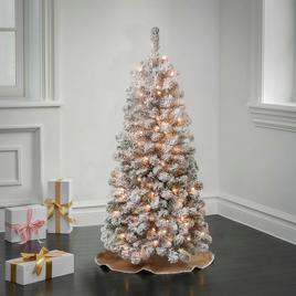 National Tree 4.5ft Acacia Medium Flocked Tree w/ 100 Clear Light