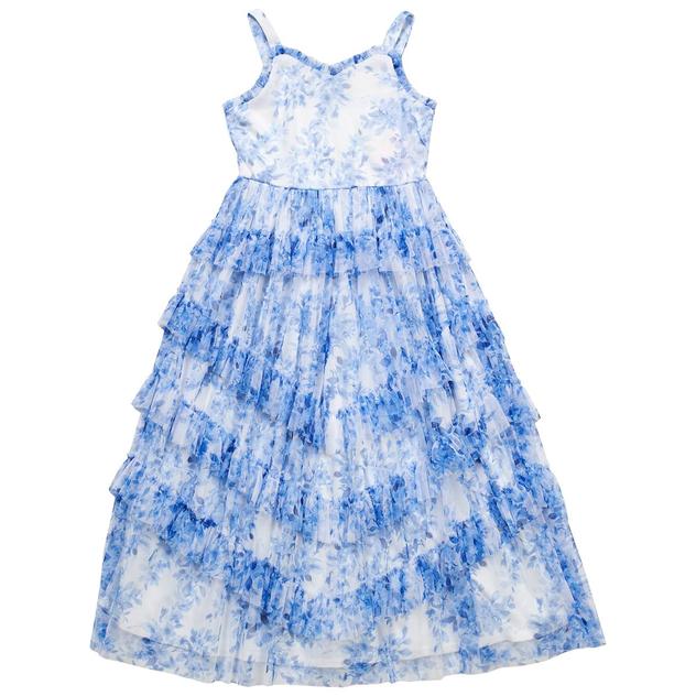 Girls (7-16) Rare Editions Sleeveless Mesh Tiered Ruffle Dress
