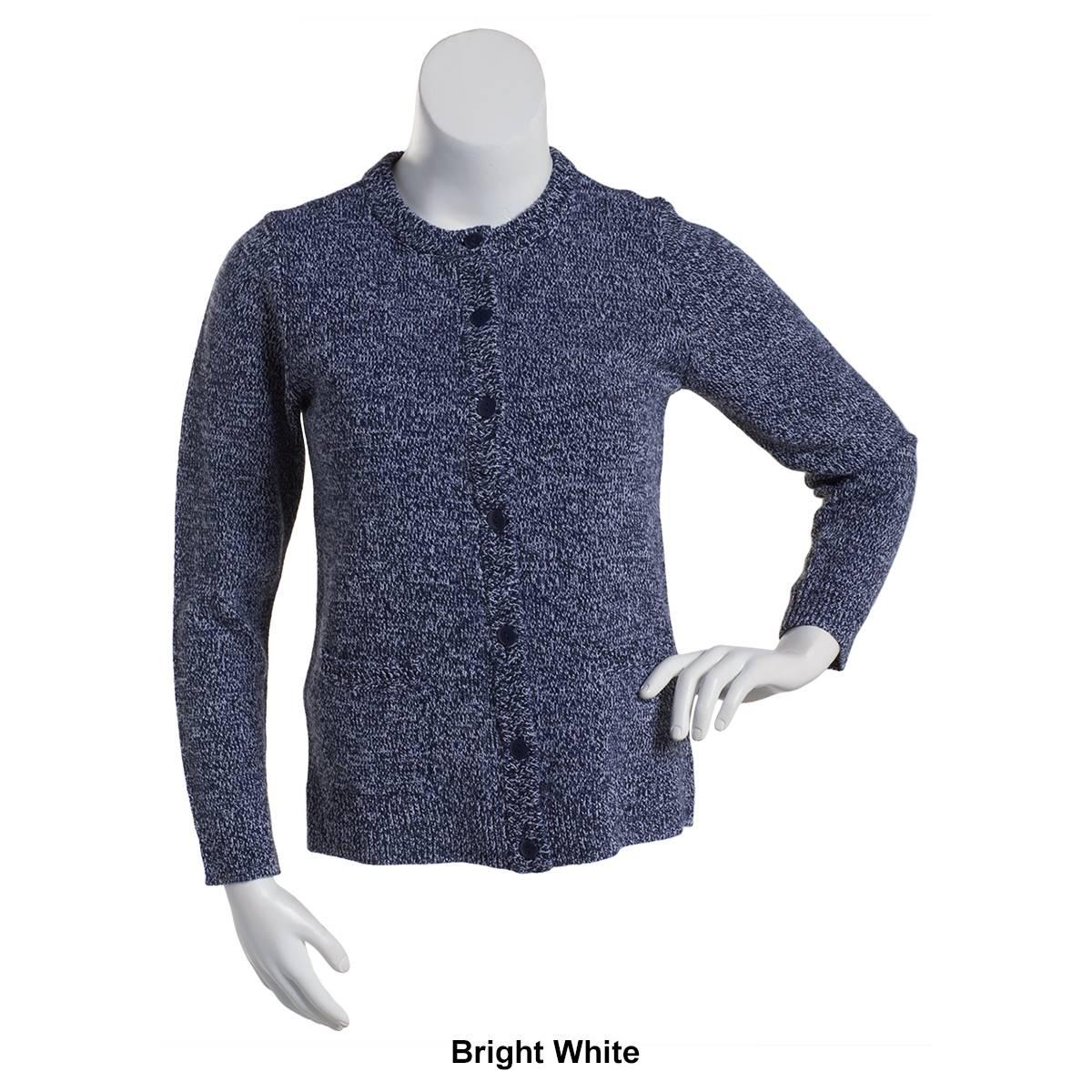 Petite Hasting & Smith Long Sleeve Marled Button Front Cardigan