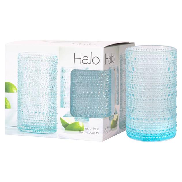 Home Essentials Halo Set of 4 Aqua Highball Glasses