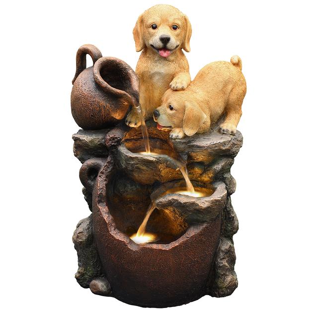 Resin LED Dogs Fountain