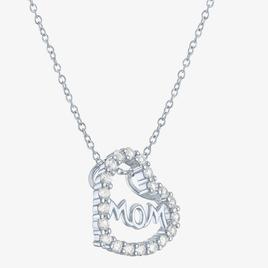 Gemstone Classics™ Lab Created White Sapphire Mom Heart Pendant