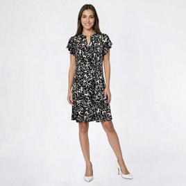 Womens Cocomo Flutter Sleeve Floral Pintuck Shift Dress
