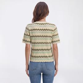 Womens Adrianna Papell Short Sleeve Chevron Stripe Sweater
