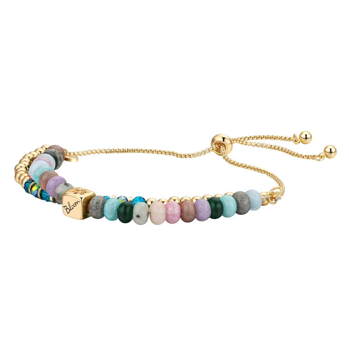 Shine Multi Color Stone "Bloom" Flower Beaded Adjustable Bracelet