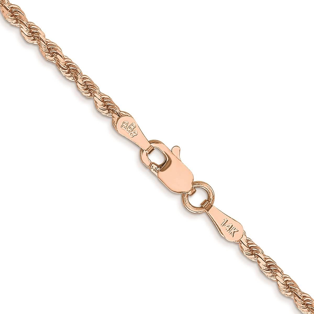 Unisex Gold Classics(tm) 2mm. Rose Gold Diamond Cut Rope Necklace