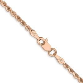 Unisex Gold Classics(tm) 2mm. Rose Gold Diamond Cut Rope Necklace
