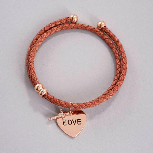 Beautiful Blessings Inspirational Leather Bracelet w/ Cross Charm