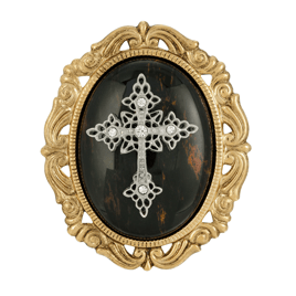 Symbols of Faith 14kt. Gold Dipped Semi-Precious Oval Brooch