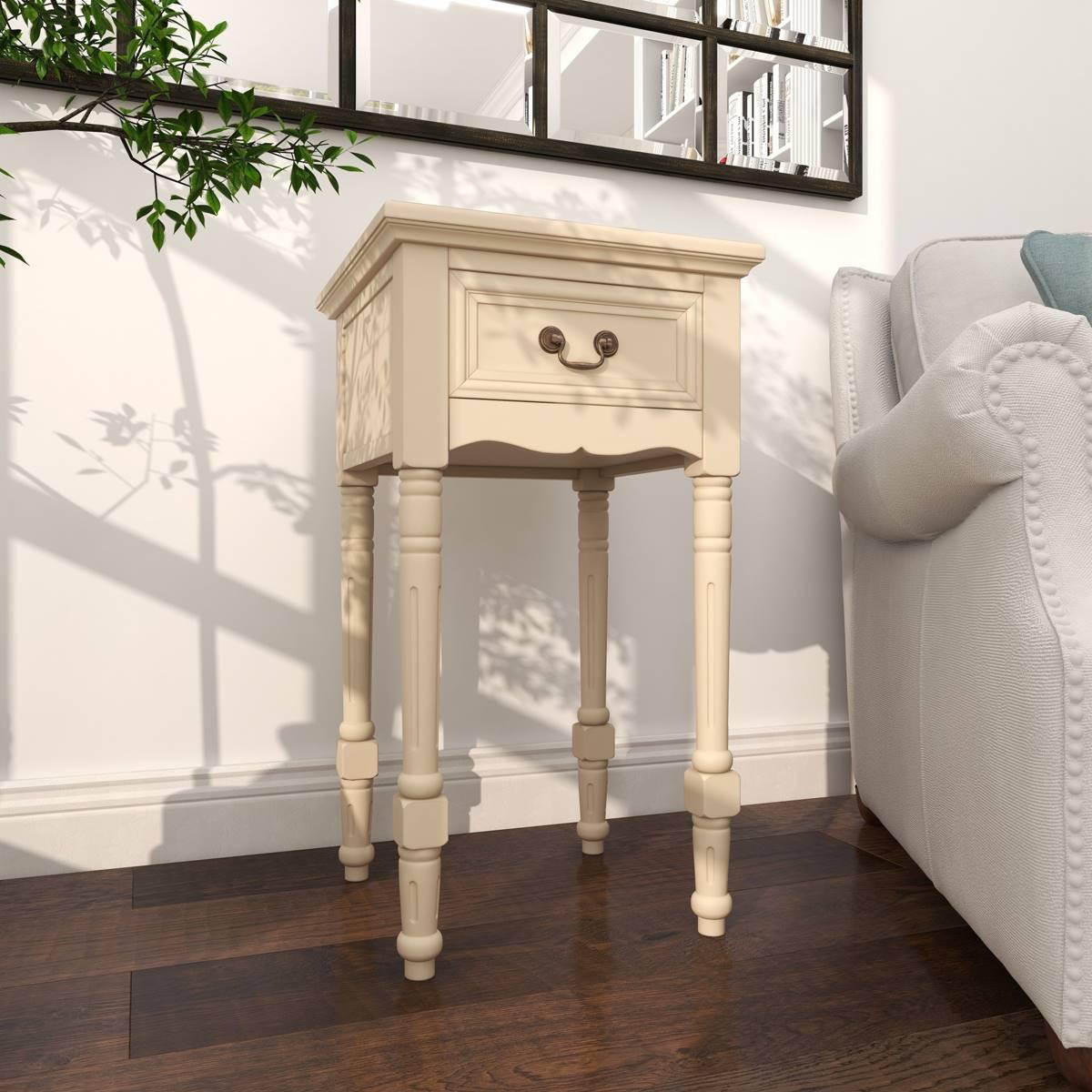 9th & Pike® Cream Wood Traditional Accent Table