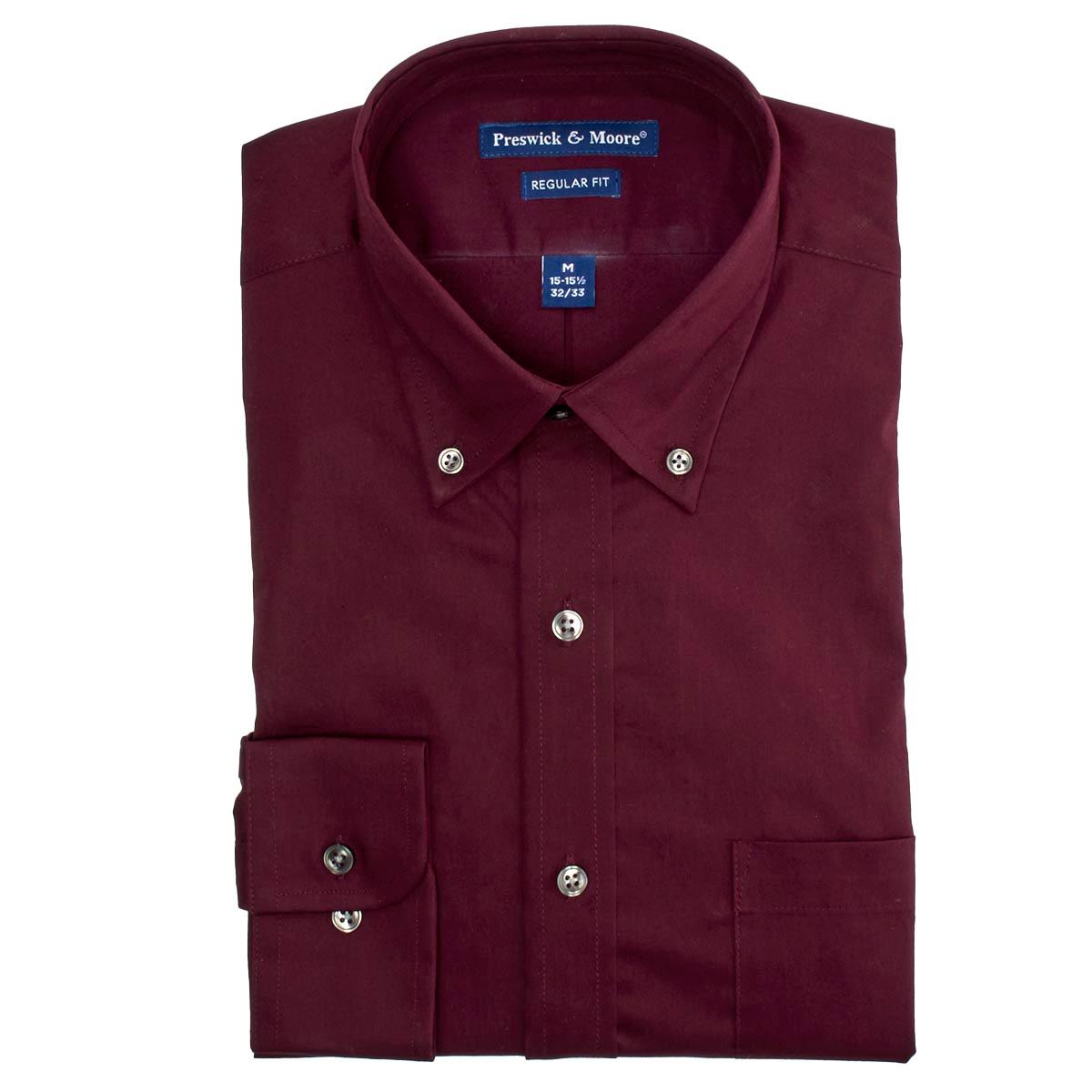 Mens Preswick & Moore® Luxury Regular Fit Dress Shirt - Wine